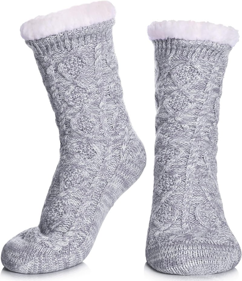 LINEMIN Womens Slipper Socks Winter Warm Fleece Lined Socks Cozy Soft Thick Fuzzy Non Slip Indoor Christmas Socks - Image 1